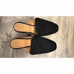 Tory Burch Black Suede Slip-On Mules